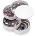 thumbnail image 1 of Small Jewelry Box Earring Holder for Women, Jewelry Storage Box 4-Layer Rotatable Jewelry Accessory Storage Tray with Lid for Rings Bracelets, 1 of 6