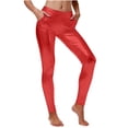 thumbnail image 3 of UVEASISHA Women's Faux Leather Leggings High-Waisted Stretchy Athletic Tights Night Out Fashion Events Carnival Party Skinny Pants with Pockets Red XXL, 3 of 7