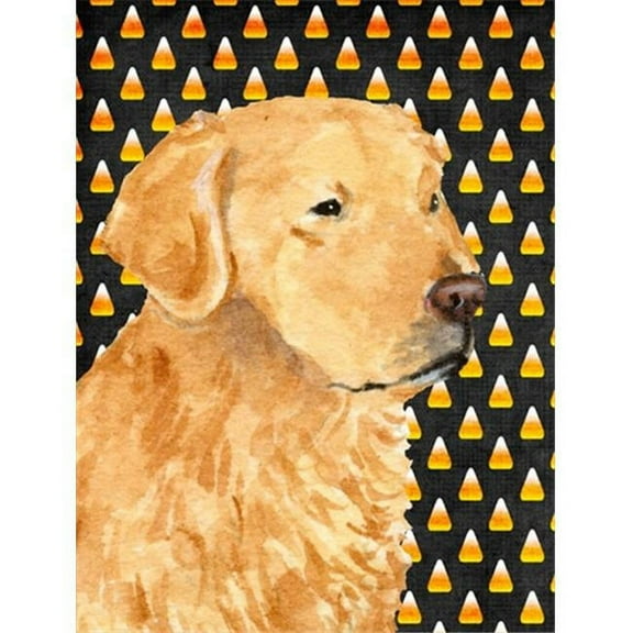Golden Retriever Candy Corn Halloween Portrait Flag - Garden Size, 11 x 15 in.