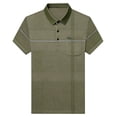 thumbnail image 5 of Men’s Short Sleeve Quick Dry Moisture Wicking Golf Polo Shirt with Pocket Bussiness Casual Striped Tee Tops for Middle-aged Size 3XL Green, 5 of 7