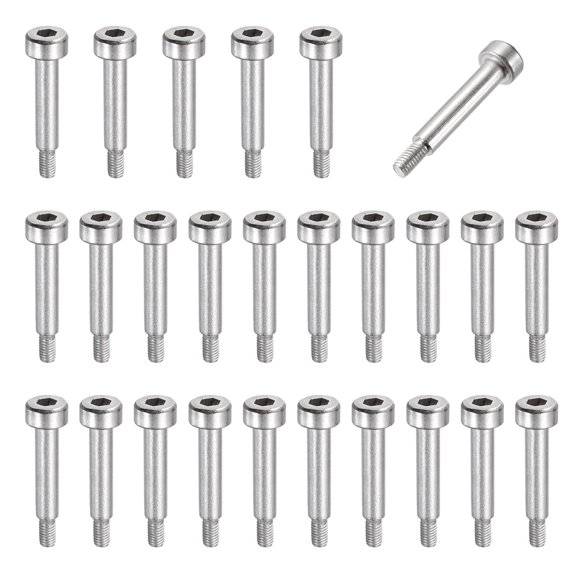 26 Pcs 304 Stainless Steel Shoulder Bolt 4mm Shoulder Dia 12mm Shoulder Length M3x0.5 Thread Hex Socket Shoulder Bolts for Hydraulic Injection Molding Machinery Industries