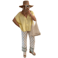 thumbnail image 3 of Suéter de Punto Informal de Verano para Mujer, de Corta, Holgado, con Botones y Cuello en V, Color Amarillo, Talla M, 3 of 8