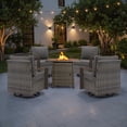 thumbnail image 3 of Luxury 5 Pieces Patio Furniture Sets with 50000BTU Propane Fire Pit Table,Outdoor Deep Seating Conversation Set with 4 Swivel Glider Patio Chair for Porch Backyard Balcony, 3 of 15