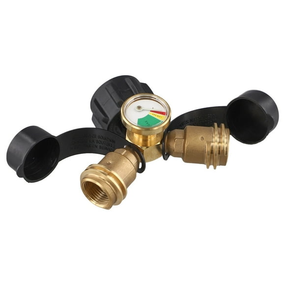 Mosiee 1Pc Camping Propane Tank Y Splitter Adapter 3-Way Valve Brass Qcc For Outdoor Rv Bbq Propane Splitter Camping Cooking Supplies