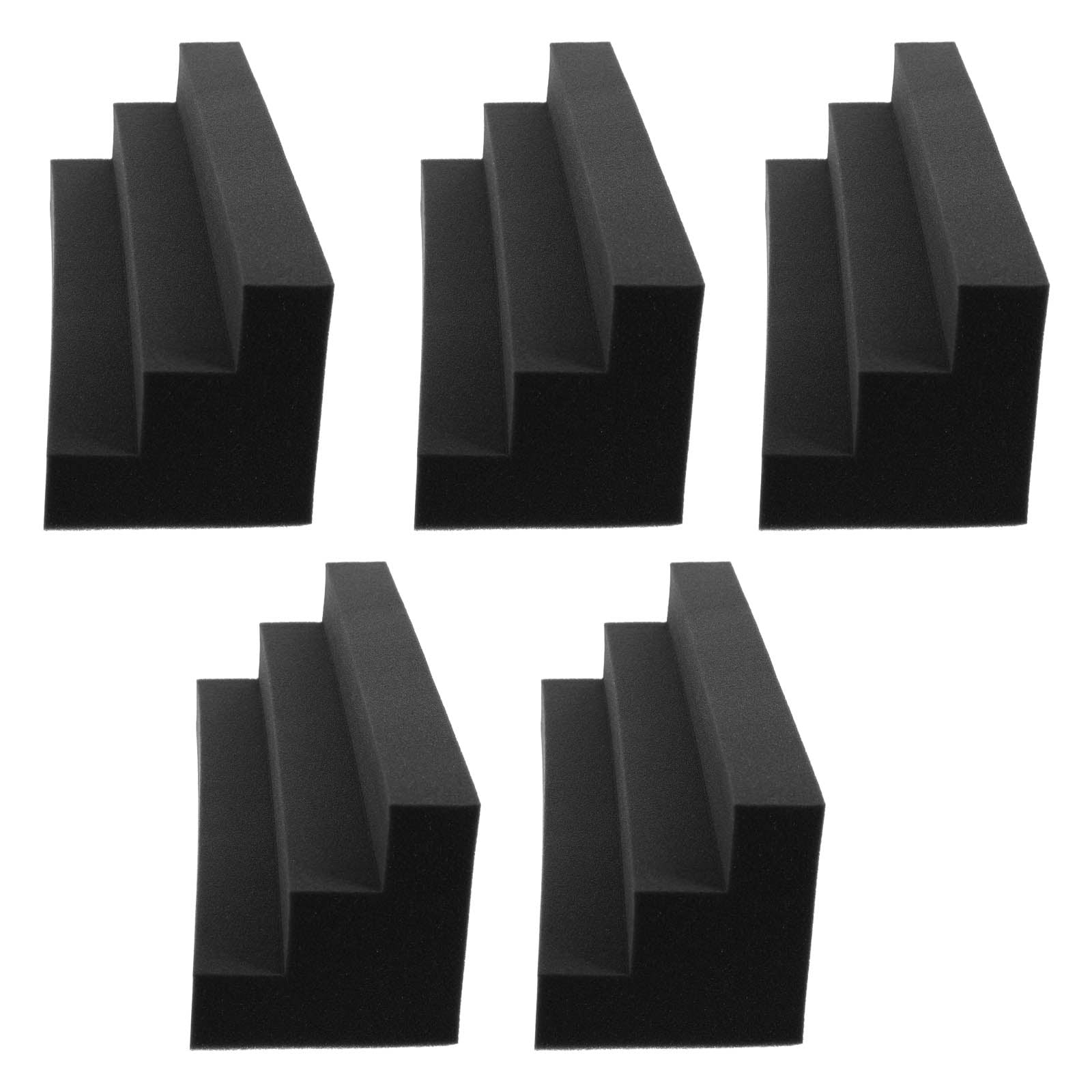 Set of 5 Corner Trapezoid Acoustic Foam Panels for Bass Absorption, Noise Reduction, Echo Control, Soundproofing in Studios