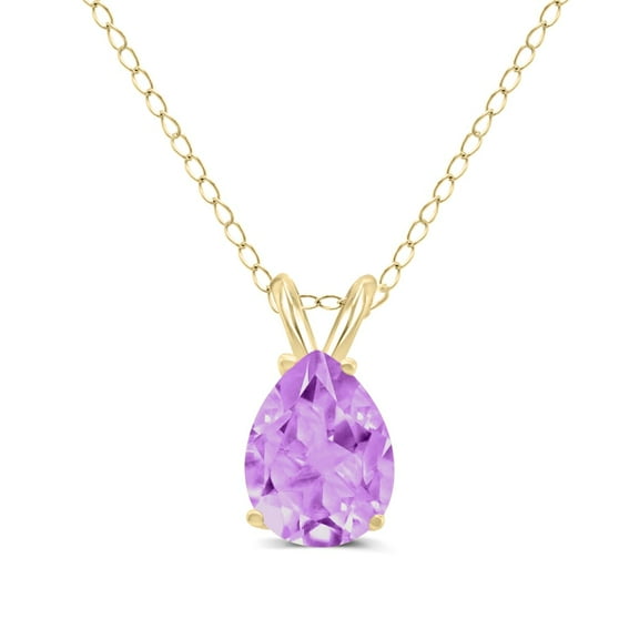 TimeLess Classics Pear Shape Amethyst Solitaire Pendant Necklace in 14K Yellow Gold - 6x4MM