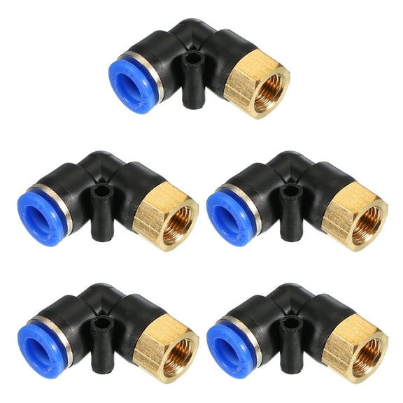 Uxcell 1/8" Push to Connect Fitting 5 Pack PT Female Thread 90 Degree Connect 8mm Tubing Elbow Adapter