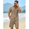thumbnail image 2 of COOFANDY Men' 2 Piece Summer Outfits Short Sleeve Casual Beach Button Down Shirts and Shorts Vacation Cotton Sets, 2 of 6