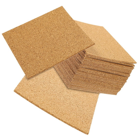 MLINS 60 Pcs Self-Adhesive Cork Sheets for Crafting and DIY Projects Light Brown