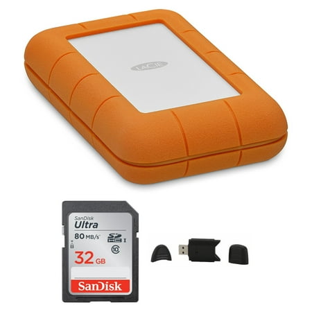 Lacie Rugged USB-C 5TB Portable External Hard Drive with 32GB SD Card (Best Portable Hard Drive With Sd Card Reader)