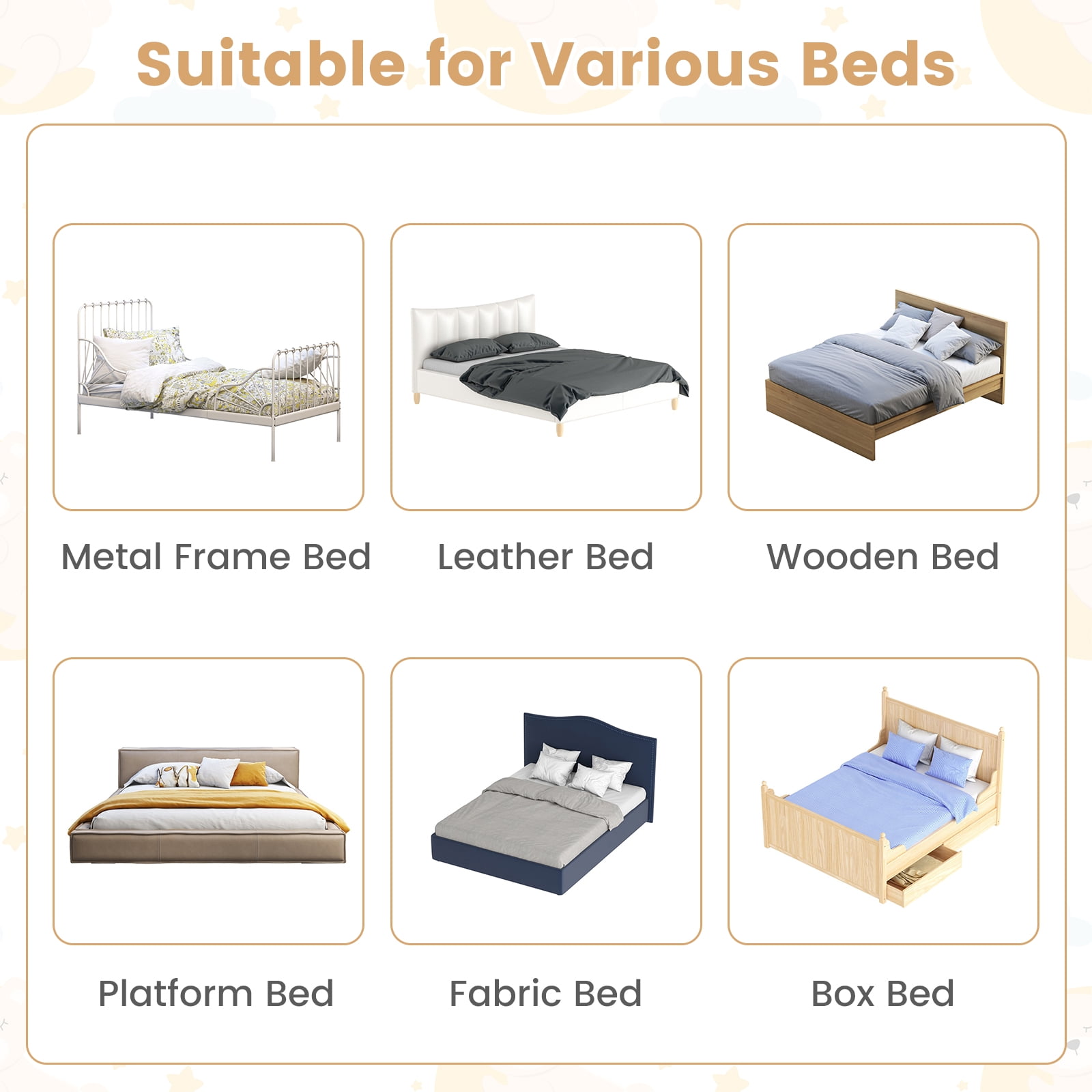 Gymax 71'' Toddler Foldable Bed Rail w/ Adjustable Safety Strap Bedrail Guard Gray