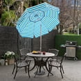 thumbnail image 2 of Heininger Holdings Italian 6 ft. Umbrella Acrylic Stripes Pink And White - Bar Height Pole, 2 of 10