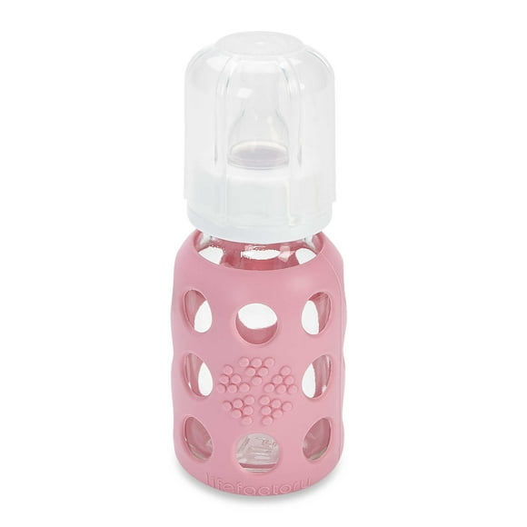 Lifefactory Glass Baby Bottle with Silicone Sleeve - 4 Ounce - Pink