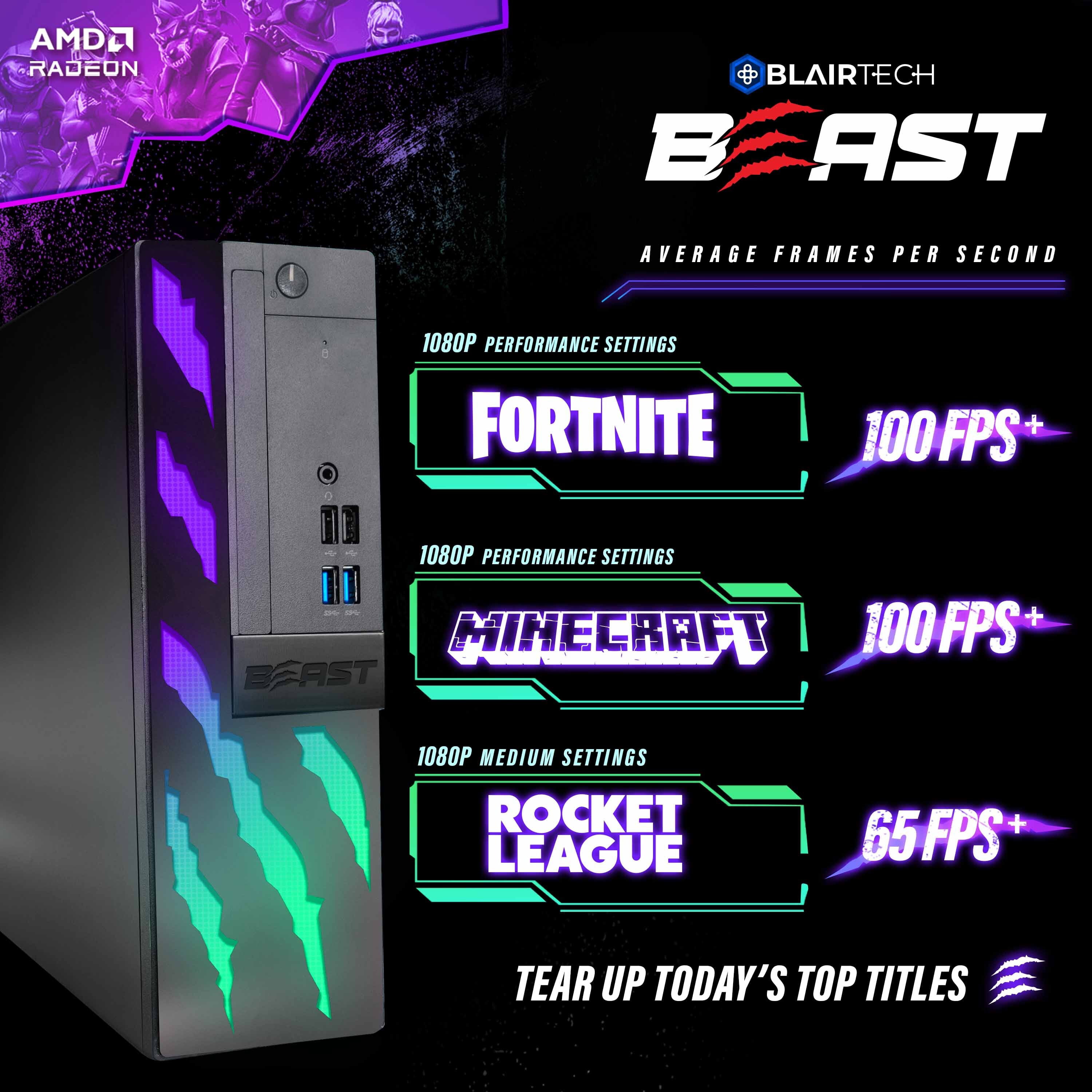 Restored Gaming PC Computer, BlairTech Beast | Intel i5 with Radeon RX 550 GPU, 16GB, 500GB SSD, WiFi + BT, Windows 11 Gaming Desktop (Refurbished)