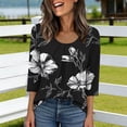 thumbnail image 2 of Fewfanhot Women's Tops, Tees & Blouses Casual Fashion Printed Casual Round Neck Summer Outfits Early Fall Fashion Spring Clothes, 2 of 6
