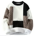 thumbnail image 3 of Xcmzpl Men's Oversized Cable Knit Sweaters Big and Tall Fleece Lined Warm Pullover Sweaters Crewneck Long Sleeve Color Block Sweaters, 3 of 4