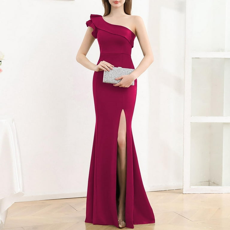 Umbreon Prom Dresses for Women Sleeve Less Cre W Neck Maxi Dress Solid  Color Zipper Slim Long Dress Elegant Formal Evening Gowns - Walmart.com