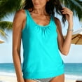 thumbnail image 5 of Xdegoge Womens Tankini Tops Only Scoop Neck Shirred Front Loose Flowy Modest Tummy Control Bathing Suit Swimwear Top Summer Vacation Beach Pool Party, 5 of 8