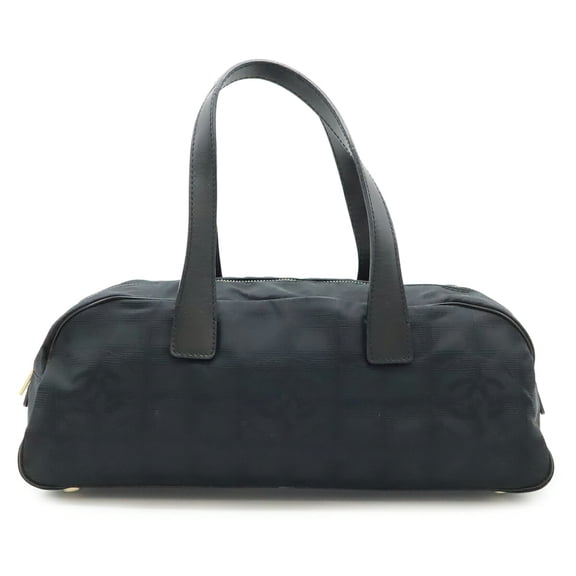 Pre-Owned CHANEL New Travel Line Handbag, Nylon Jacquard and Leather, Black, A15828 (Good)