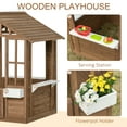 thumbnail image 5 of Kids Furniture Outsunny Kids Wooden Playhouse, Outdoor Garden Games Cottage, with Working Door, Windows, Flowers Pot Holder, 47" x 38" x 54",Baby Nursery Furniture, 5 of 10