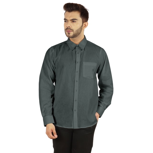 Bestman Long Sleeve Cotton Flex Shirt For Mens Button Downt W/ Patch Pocket Office Wear