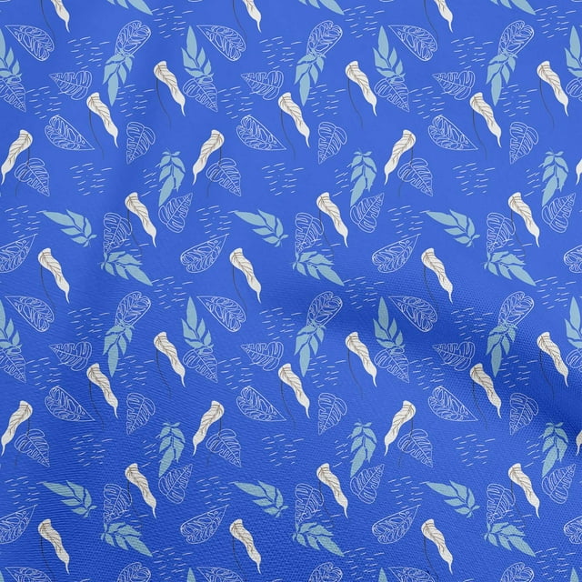 oneOone Velvet Blue Fabric Tropical Fabric For Sewing Printed Craft Fabric By The Yard 58 Inch Wide