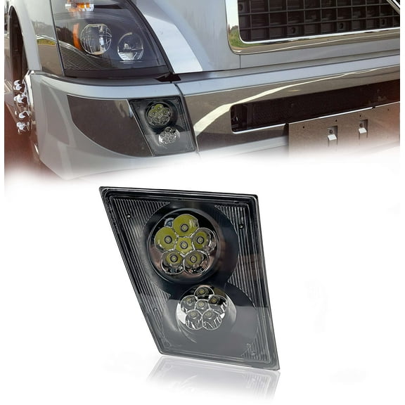 Torque Passenger Right Side LED Fog Light Lamp with Daytime Running for 2003-2017 Volvo VNL VN semi Trucks [Included All Bulbs] Assembly DOT SAE Approved RH (TR300-R)
