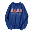 thumbnail image 4 of Fiaer Merry Christmas Women Sweatshirts Cute Xmas Tree Graphic Long Sleeve Plus Size Crew Neck Baggy Holiday Tops Blue L, 4 of 4
