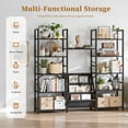 thumbnail image 6 of EnHomee Triple 5-Tier Industrial Bookshelf Set with 11 Open Display Shelves & 3 Fabric Bags, Large Bookshelves for Home Office, Bedroom,Living Room，Black, 6 of 8