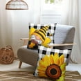 thumbnail image 3 of Sunflower Pillow Covers 18x18 Set of 2 Farmhouse Buffalo Plaid Bee Gnome Yellow Floral Throw Pillow Cover Spring Summer Flower Decorative Pillow Cases for Sofa Chair Patio Bed Couch, 3 of 6