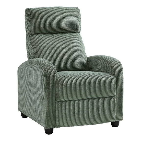Pary Manual Push Back Reclining Chair with Green Ribbed Corduroy