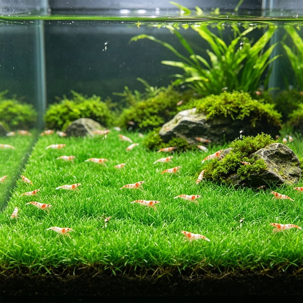SLYNSHome Aquarium Grass Artificial Plastic Lawn 15.7x23.6 inch