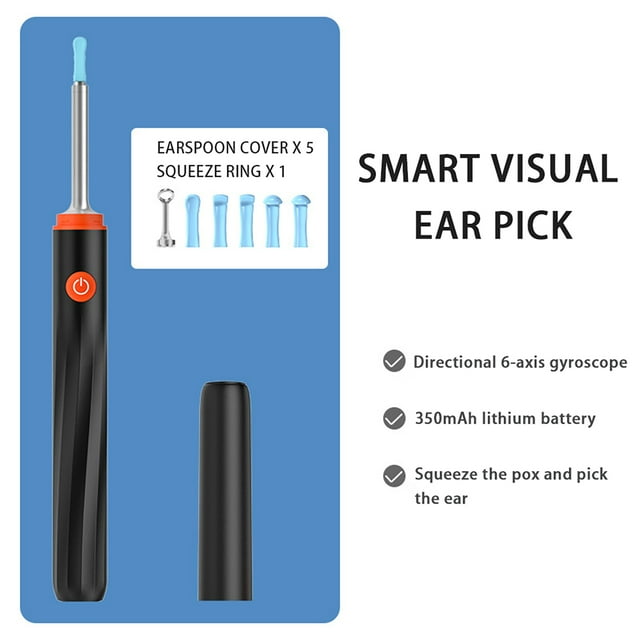 Royalbelle Electric Ear Wax Removal Tool Internal Lithium Battery 3MP Pixel Camera Silicone Ear Tip WiFi Connection With Gyroscope