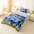thumbnail image 3 of Castle Fairy Watercolor Vintage Pickup Twin Comforter Sets 3-Piece for Kids, Farm Barn Daisy Bedding Set for Bedroom, Soft Blue,Grey Reversible, 3 of 6