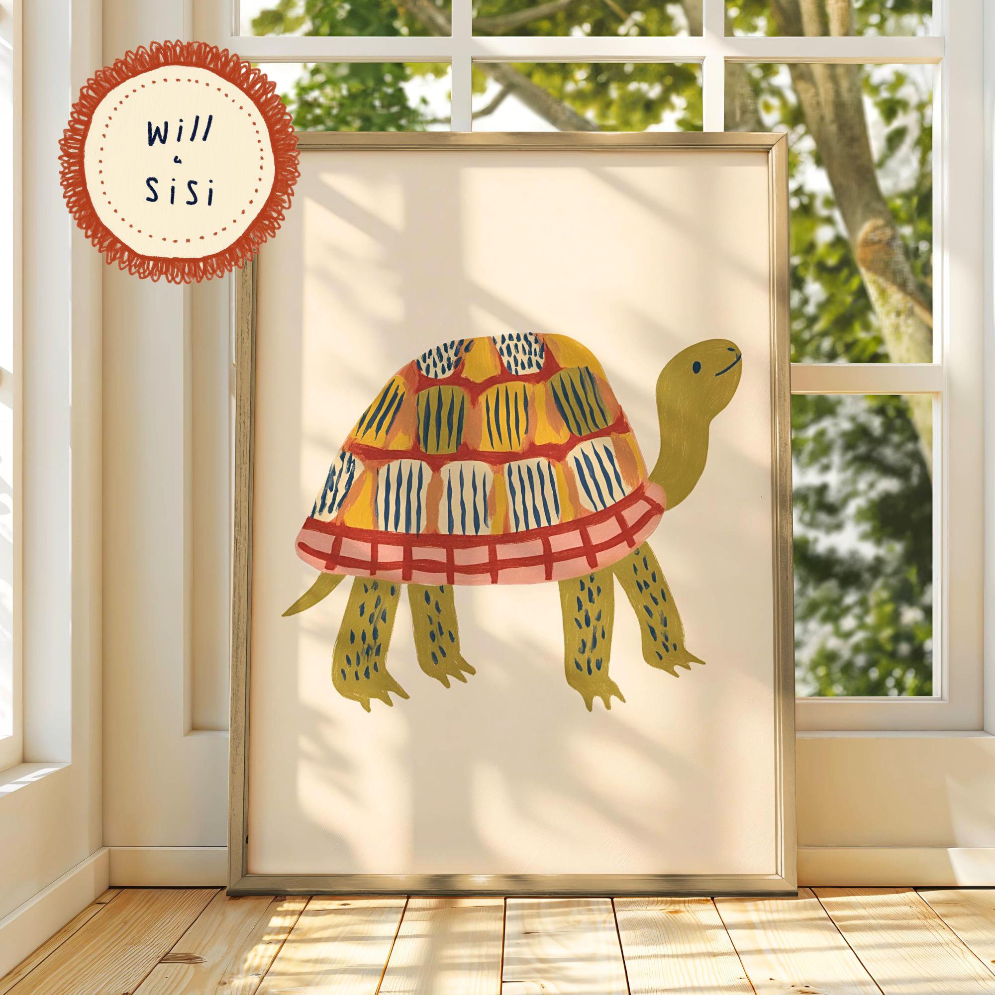 Tortoise Nursery Wall Art Animal Illustration Neutral Baby Room Decor Kids Room Print Toddler Bedroom Art Playroom Nursery Wall Decor | 51, Poster Only