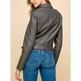 thumbnail image 4 of Made by Johnny Women's Asymmetrical Faux Lether Belted Moto Jacket S GREY, 4 of 5