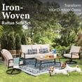 thumbnail image 3 of MF Studio Wicker Outdoor Patio Furniture Set, 5-Seat Patio Conversation Set with Swivel Chairs, PE Rattan Outdoor Sofa Set, Beige, 3 of 12