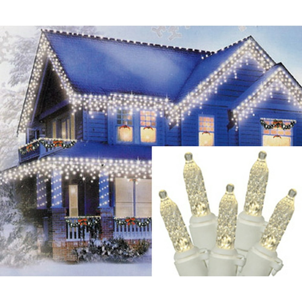 70 Clear LED M5 Icicle Christmas Lights - 9.5 ft White Wire - Walmart ...