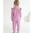 thumbnail image 4 of GYRATEDREAM Girls 2 Piece Outfits Kids Velour Sweatsuit Fall Tracksuits Ruffle Long Sleeve Pullover Sweatpants Clothing Sets, 4 of 9