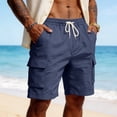thumbnail image 4 of Nestiefly Mens Linen Cargo Shorts Casual Drawstring Shorts Relaxed Fit Summer Beach for Men 2026 Navy M, 4 of 7