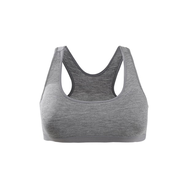 Sujetador cómodo con almohadillas extraíbles con espalda cruzada sin cables de algodón jersey gris One Size