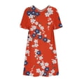thumbnail image 4 of MIUOWANP Plus Size Women's Loose Fit Casual Summer V-Neck Dress with Loose Pleats Daily Floral Print Casual Dress Size XXL(12)Red, 4 of 4