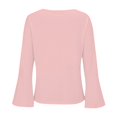 thumbnail image 4 of Yigetop Ruffle Blouse, Fall T Shirts Women Loose Fit Long Sleeve Boat Neck Tops Casual Blouses Print Sleeve Tops Bell Sleeve Top Light Pink M, 4 of 6