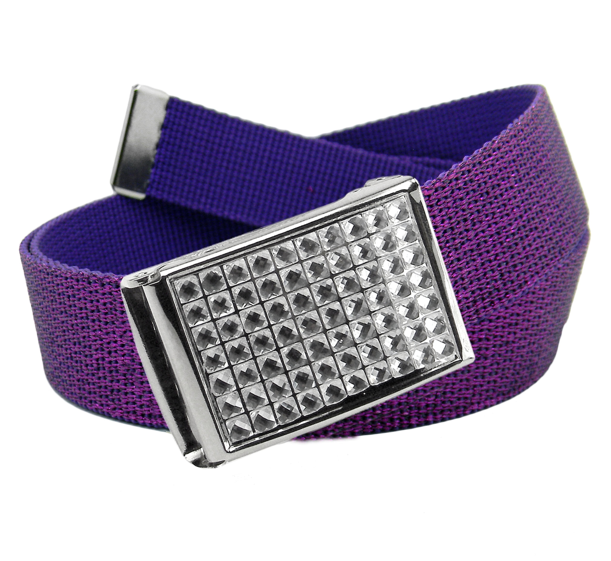 Build A Belt Women's Clear Crystal Flip Top Belt Buckle with Canvas