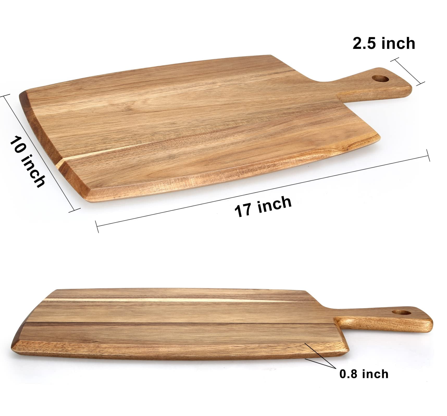 Wood Board With Handle Wooden Charcuterie Kitchen Chopping Boards For Bread Meat Fruit Cheese Serving Butcher Block Carving  17" X 10"