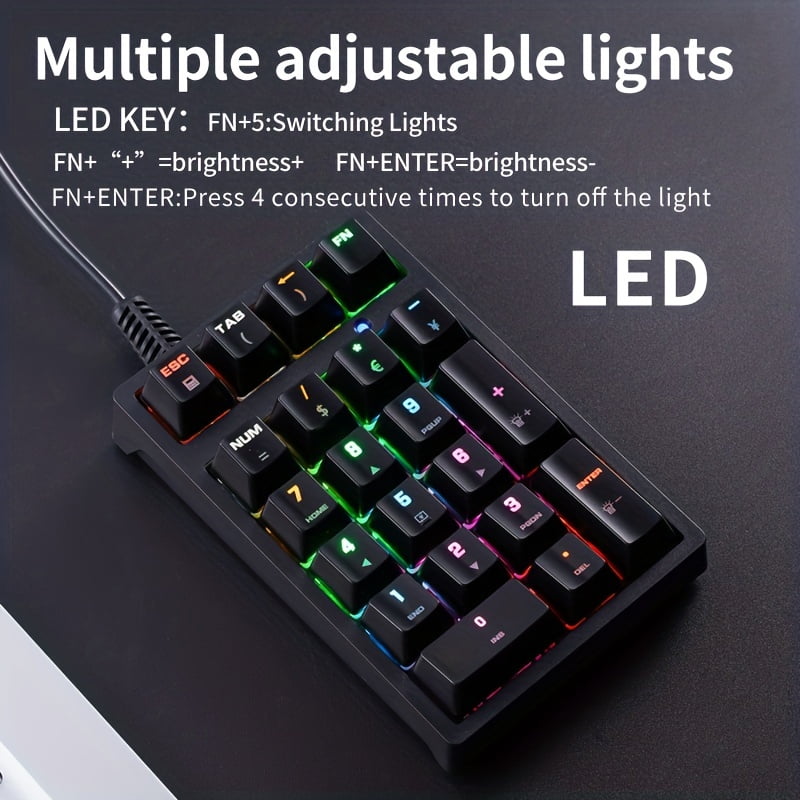 Mechanical Numeric Keypad Blue Switch mini Wired Keyboard Computer Numpad Laptop PC Accounting business workers Number