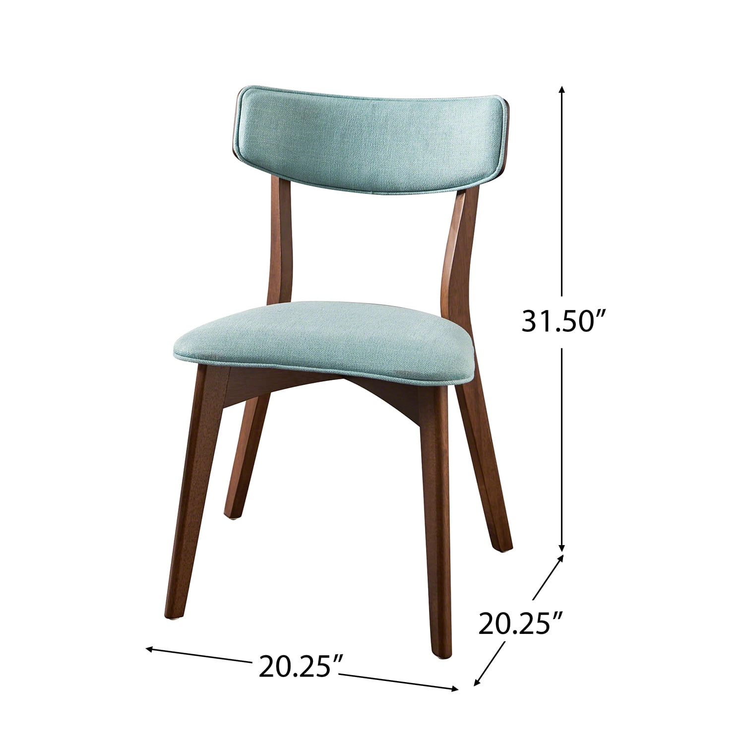 Kadyn Mid-Century Modern Fabric Dining Chairs, Upholstered Fabric Dining Chairs with Back, Indoor Kitchen Chair for Dinning Room, 2-Pcs Set, Mint
