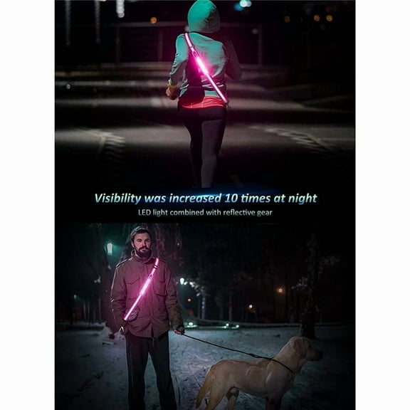 LED Reflective Belt Walking Gear,Safety Light for Walkers Night,Black