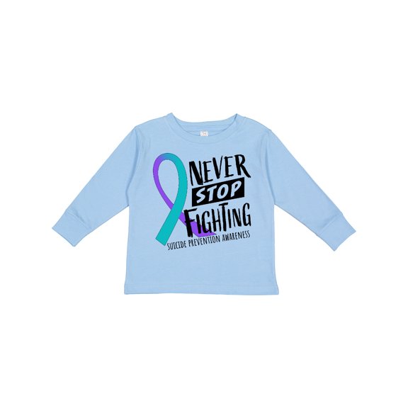Inktastic Never Stop Fighting Suicide Prevention Awareness Ribbon Boys or Girls Long Sleeve Toddler T-Shirt