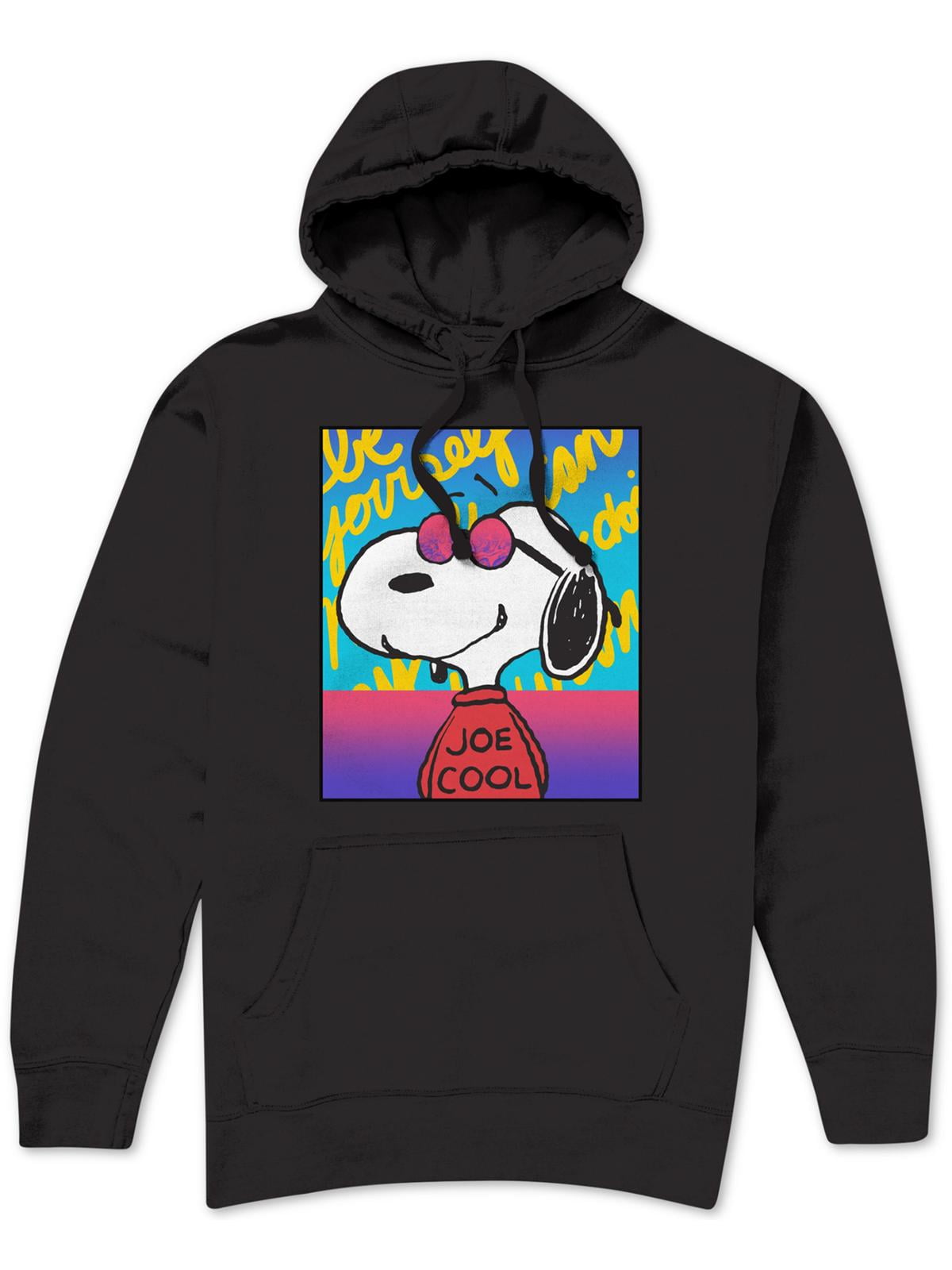 Peanuts Mens Joe Cool Graphic Fleece Hoodie Black XL